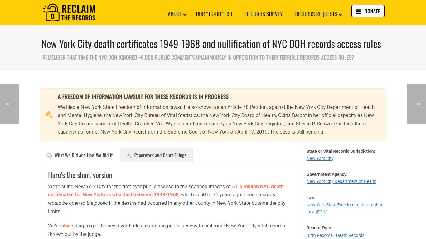 New York City death certificates 1949-1968 and ... - Reclaim The Records
