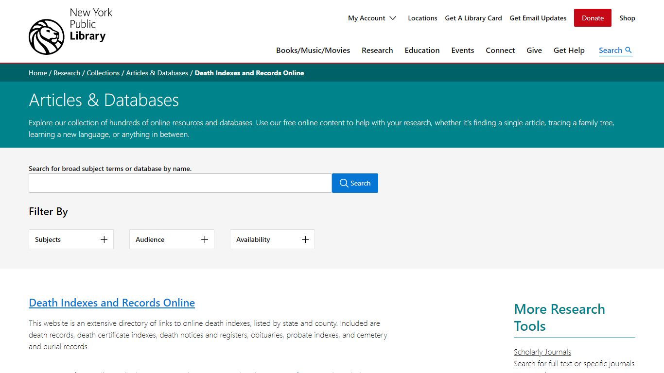 Death Indexes and Records Online | The New York Public Library