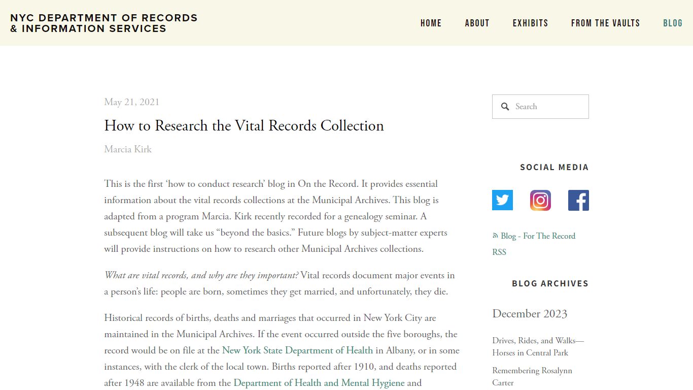 How to Research the Vital Records Collection — NYC Department of ...